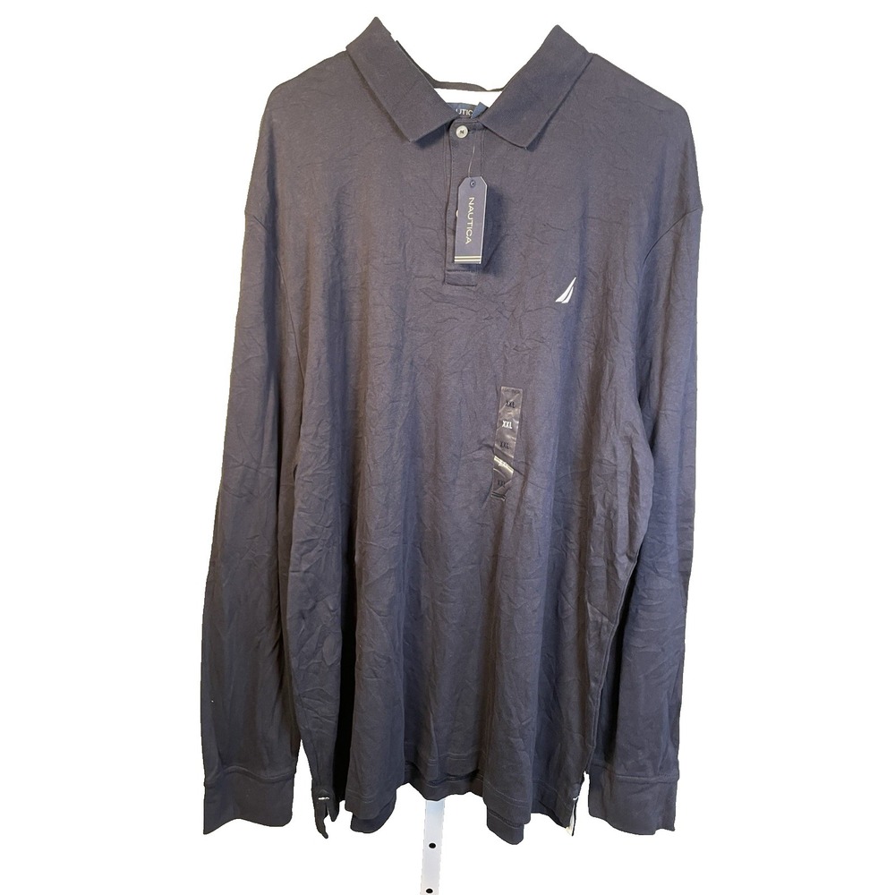 NAUTICA Men's Long Sleeve Polo Shirt XXL 2X‎ Navy Blue NEW $70 Pullover Casual